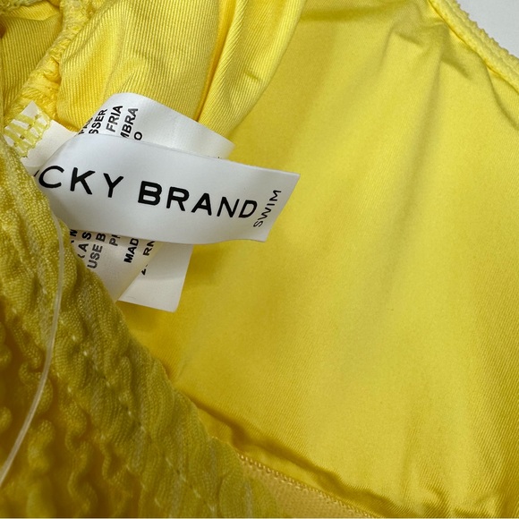 NWT Yellow Lucky Brand One Piece Swimsuit Textured Scoop - Picture 7 of 10